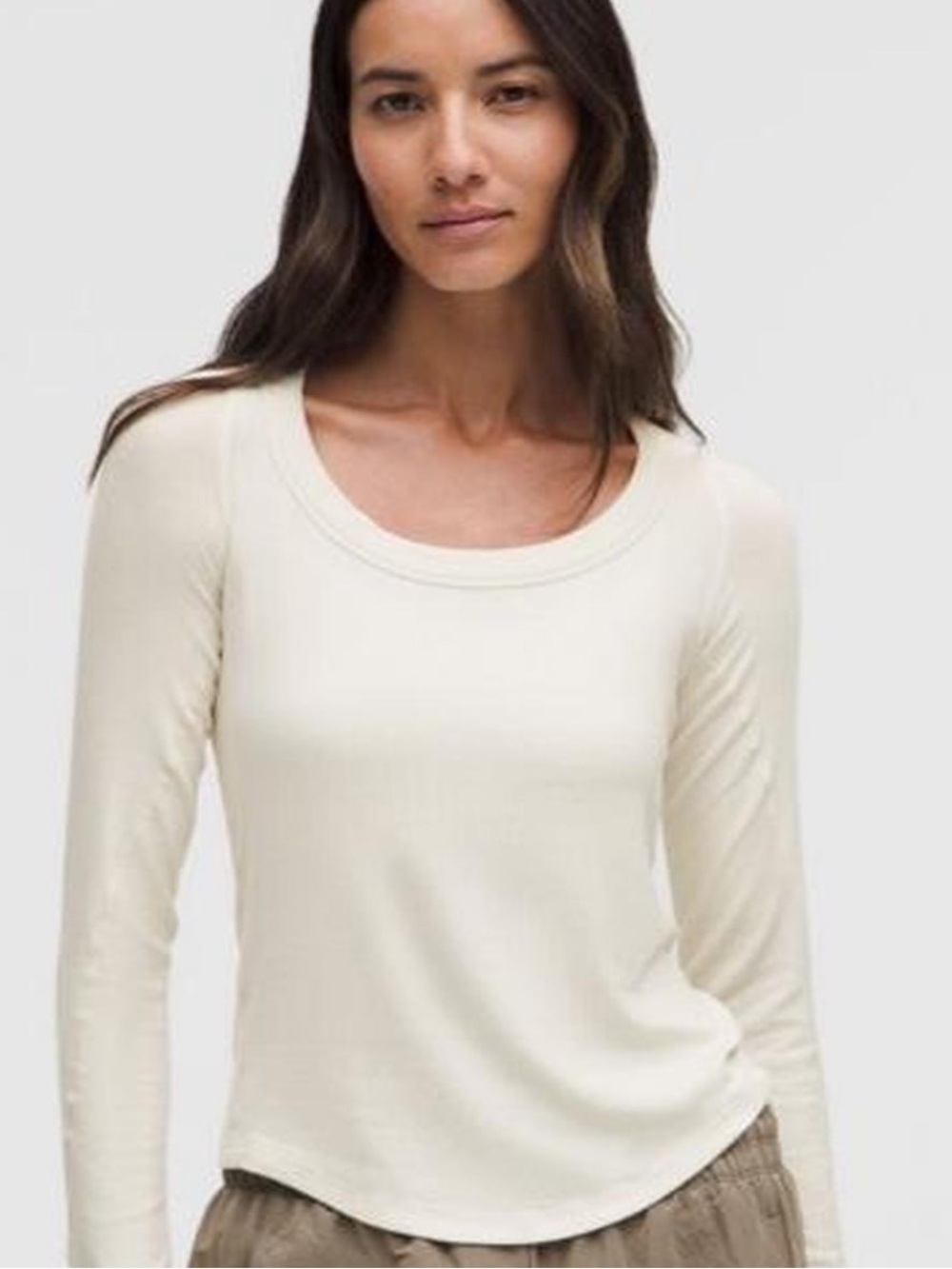 Lululemon Hold Tight Long Sleeve Scoop Neck Light Ivory